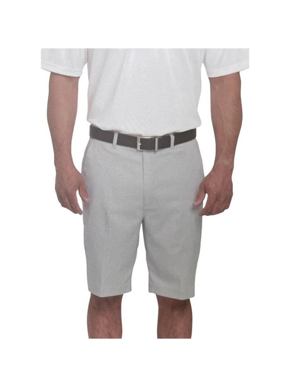 Pebble Beach Men's 40 Light Gray Dry-Luxe Performance Shorts Striped  H2021